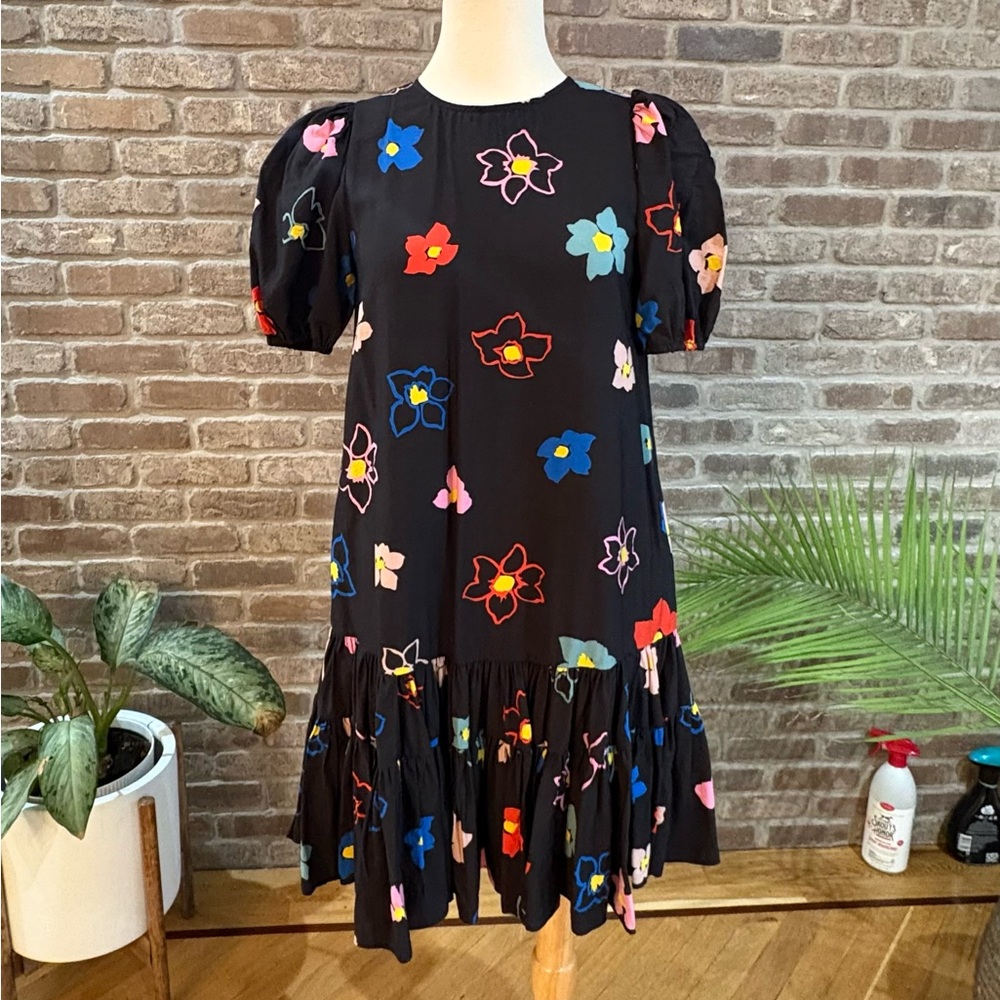 Nordstrom Black Dress with Colorful Floral Pattern